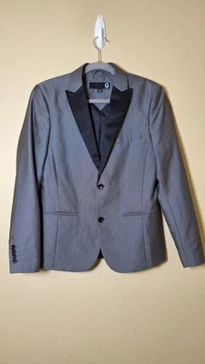 G By Guess Men’s Slim Fit Blazer In Grey With Black Contrasting Details Size XS - Image 1 of 4