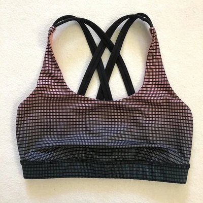 Sujetador Lululemon Doble Gradiente Yum Yum Rosa Alberta Lake Negro Tirantes Energy 4 Foto 1 de 4