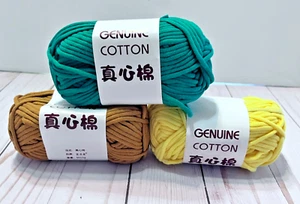 Set of 3 Cotton Yarn Knitting Yellow, Green, Golden Ochre 50g Ships from USA - Picture 1 of 4