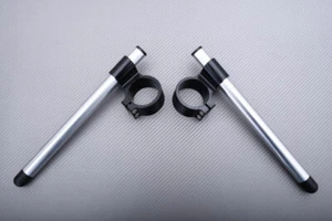 Pair of Raised Stub Handlebars Black Silver 35mm Honda CB 750 C Custom 1980-1982 - Picture 1 of 10
