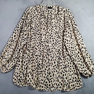 Tahari Top Womens 3X Ivory Black Geometric Long Balloon Sleeve Maximalist Artsy - Picture 1 of 8