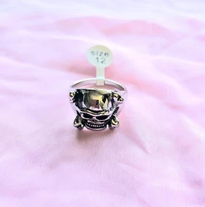 Anillo de acero inoxidable para hombre gótico motociclista calavera cruz regalo unisex genial 1604 - Imagen 1 de 4