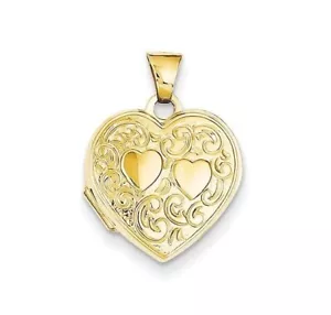 24K Yellow Gold Plated Engravable Double Heart Locket by Paris Jewelry - Picture 1 of 4