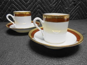 Richard Ginori Palermo Braun Demitasse Espressotasse/Untertasse Gold Set 2,4 Stück - Bild 1 von 12
