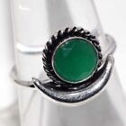 925 Silver Plated-Green Onyx Ethnic Handmade Ring Jewelry US Size-7.5 AU W843