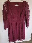 J Crew  Collection Womens Lace Round Neck  Knee Length Dress  Burgundy Sz 6