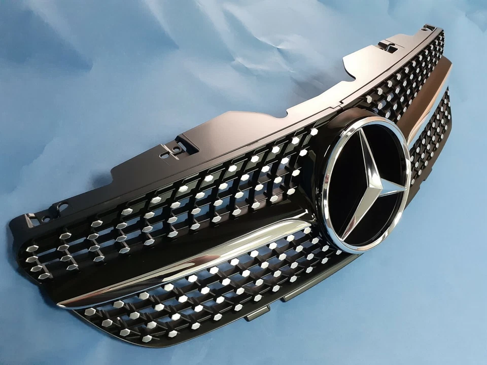 CHROME DIAMOND BLACK FRONT GRILLE FOR 2002-2006 Pre-facelift R230 SL-CLASS - Image 1 of 4