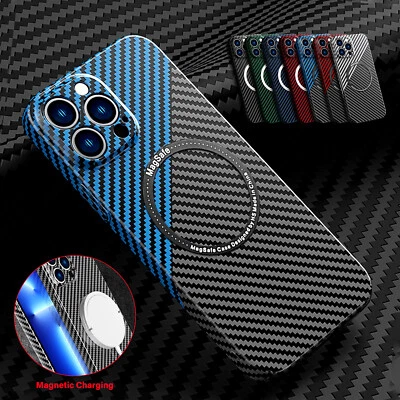 Fr iPhone 16 15 14 13 12Pro Max Magsafe Case Carbon Fiber Magnet Slim Hard Cover - Image 1 of 4