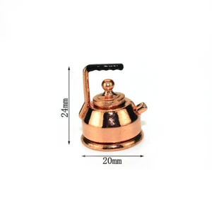 Tetera miniatura de cobre para casa de muñecas con tapa decoración de cocina 1:12 - Imagen 1 de 10