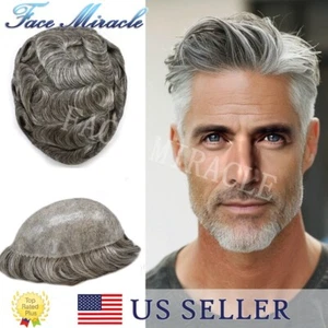 All Poly Herren Toupet Echthaar System 0,1 mm dünne Haut Toupet für Männer Haarteil - Bild 1 von 110