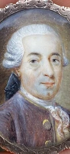 Miniature Portrait & Man & Wig & Painting & 18th Century & France - Picture 1 of 12