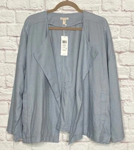 XL/1X/2X Neu Eileen Fisher babyblau Bio Leinen vorne Jacke Dawn 278 $ - Bild 1 von 12