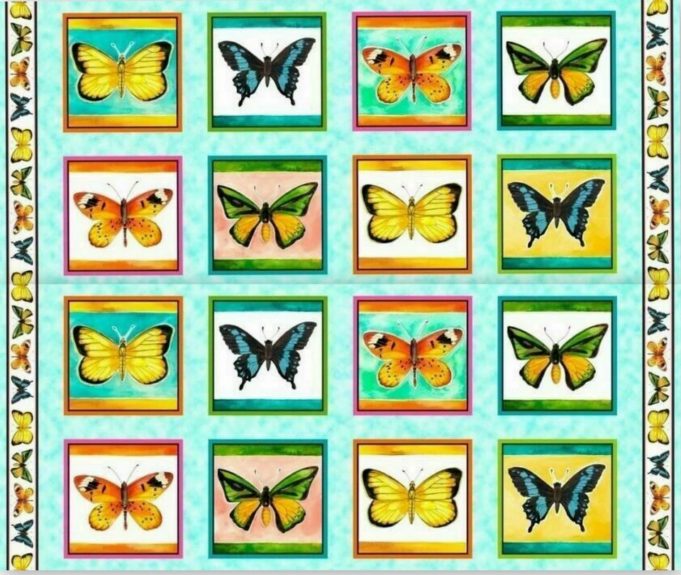 Tela de mariposas jardín mariposas sin moscas algodón acolchado tesoros panel de 35" Foto 1 de 1