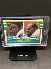 1990 Topps Tiffany Football #28 1989 Rushing Leaders Sanders, Okoye 