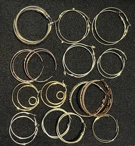 11 Paia Orecchini Cerchio Cerchio Borchia Rigata Colore Oro Metallo Moderni Retrò Vintage - Foto 1 di 7