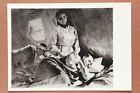 Woman Doctor and wounde. WWII Soviet medical battalion. Russian postcard 1959