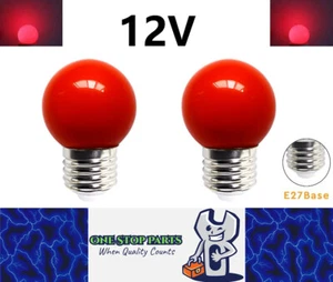 2 x Red 12v E27 1W LED Bubble Globe Frosted Red Lens for sign party (2pcs) - Picture 1 of 4