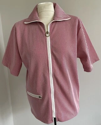 JC PENNY med Candy-Striper diner shirt 1970s vtg Rockabilly Waitress poly - Image 1 of 4