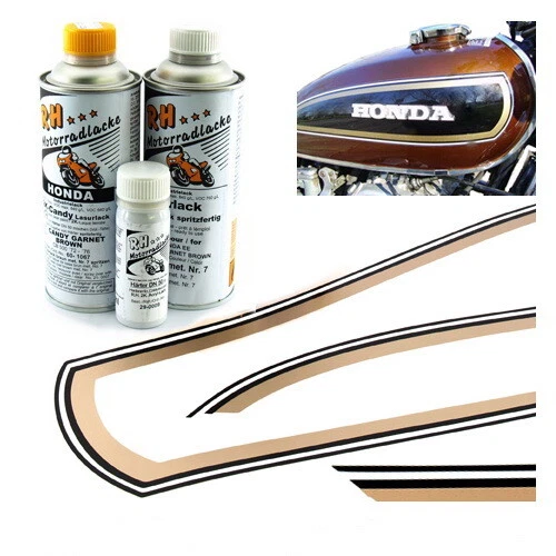 Honda CB 500 Four K2 Paint Color Kit Candy Garnet Brown Stripes Decal Fuel Tank - Bild 1 von 1