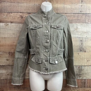 Stetson Strass Nieten hellbraun Knopfleiste Western Boho Jeansjacke Gr. XSmall - Bild 1 von 11