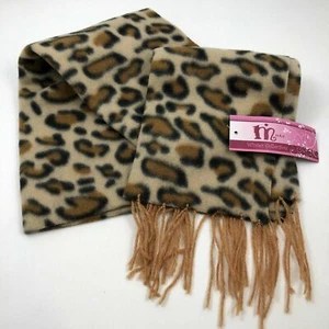 Womens Minky Collection Leopard Print Scarf Fringe 61x12 - Picture 1 of 6