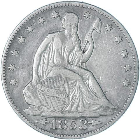 1853 Seated Liberty Half Dollar Arrows and Rays Harshly Cleaned See Pics E468 Cover