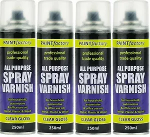 ALL PURPOS CLEAR GLOSS VARNISH SPRAY CAN INTERIOR EXTERIOR AEROSOL SPRAY VARNISH - Picture 1 of 1
