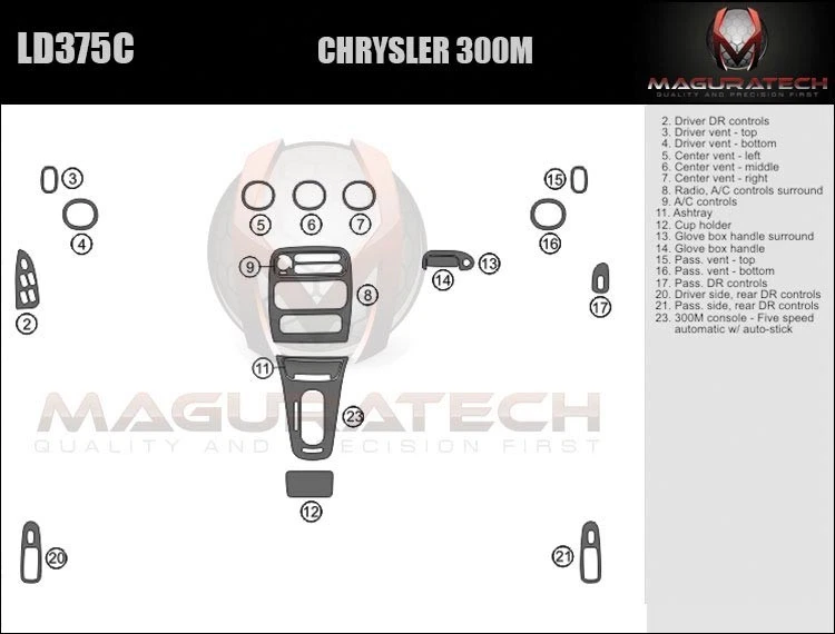 Se adapta a Chrysler 300M 1999-2004 5 velocidades automático con palo automático kit de molduras de tablero de madera grande Foto 1 de 3