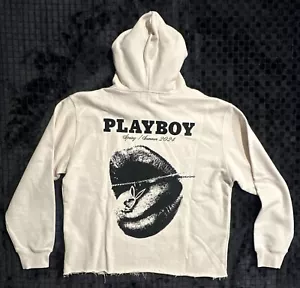 Homme Femme x Playboy Hoodie Men’s Size Xl Tongue Tied Cut Hem Cream NWT - Picture 1 of 9