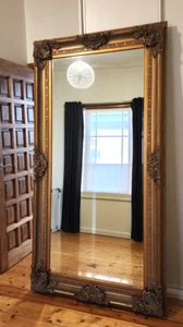 Huge baroque mirror aged gold finish timber framed 210cm x 110cm - Picture 1 of 10