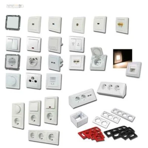 DELPHI Schalterprogramm weiß, Steckdosen, Dimmer & Schalter mit Rahmen Unterputz - Bild 1 von 88