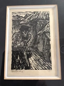 ANTIQUE 1800's Joseph Budko Hand Signed Woodblock Print JEWISH ART Wandering Jew - Picture 1 of 24