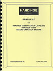 Hardinge Dv59,Dsm59 Lathe & Second Operation Manchine Parts List