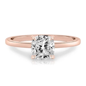 14k Gold Diamond Ring For Wedding Lab Grown Cushion 1.4 Carat IGI Certified Rose - Picture 1 of 10