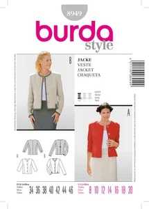 Burda Style Stylish Jacket Sewing Pattern for Fashion Enthusiasts B8949 - Picture 1 of 2