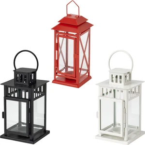IKEA BORRBY VINTERFINT Windlicht Teelichthalter Innen Außen schwarz weiß rot 20 - Bild 1 von 17
