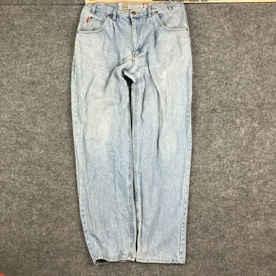 Pantalones de mezclilla Bugle Boy para hombre talla 36x34 lavado claro calce holgado escudo dorado vintage Foto 1 de 4