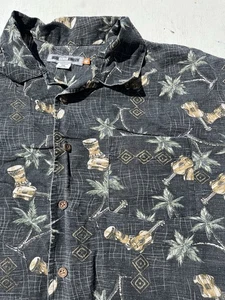 Men's Quiksilver Shirt Multicolor Tropic Button 2XL Surf Beach TIKI Linen Guitar - Picture 1 of 11