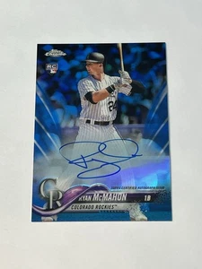 2018 Topps Chrome Ryan McMahon Rookie Blue Refractor Auto /150 RA-RM Yankees RC - Picture 1 of 9