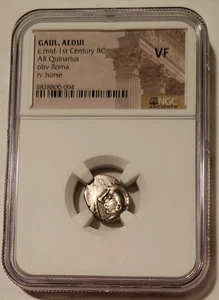 Antica Gallia - Eduio c metà I secolo a.C. AR Quinario VF NGC - Foto 1 di 4