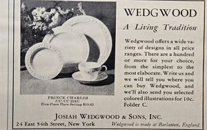 Anuncio impreso vintage Wedgwood Price Charles Pattern Barlaston England Tradition 1955 - Imagen 1 de 4