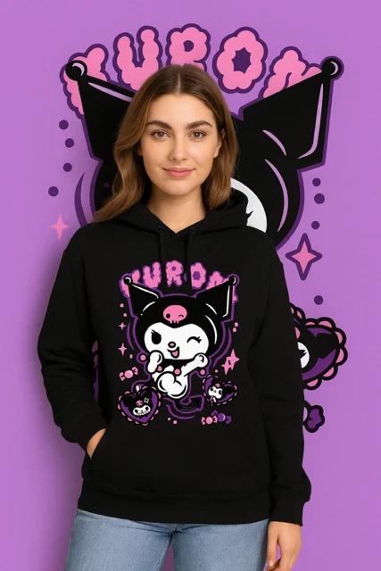KUROMY / Hello Kitty Sudadera con Capucha Manga Larga Bolsillo Sudadera con Capucha Pullover Foto 1 de 3