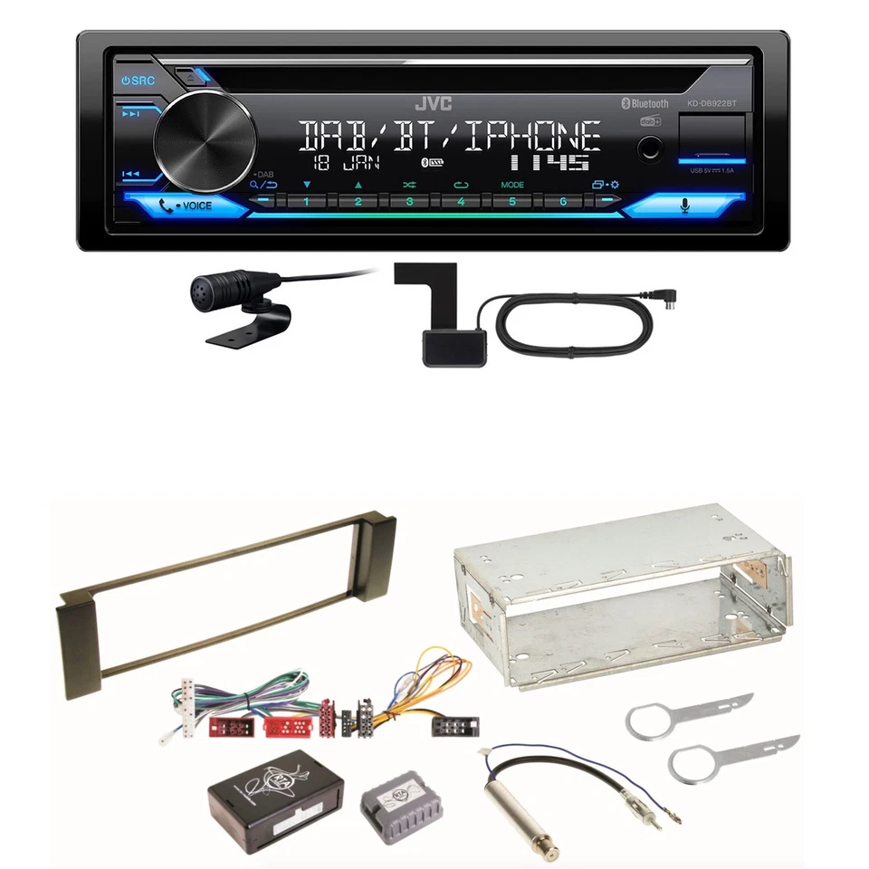 JVC KD-DB922BT Bluetooth DAB USB CD Einbauset für Audi A3 8L A6 4B - Bild 1 von 1