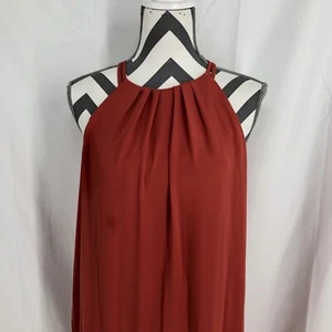 White House Black Market Coral Maxi Halter Dress 2 Side Slits Sleeveless 8 - Picture 1 of 6