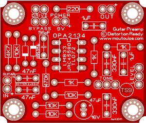 Guitar Pedal Effect PreAmp/Distortion DIY PCB Module TS9 DIY by moutoulos ™ - Picture 1 of 11
