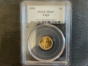 1999 $5 1/10 Oz AGE American Gold Eagle - NGC MS69 - Picture 1 of 3