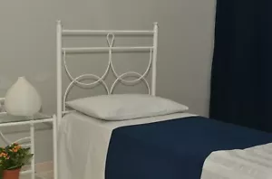 Testata letto singolo in ferro battuto Marianne bianco decorato argento - Foto 1 di 2