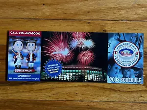 Philadelphia Phillies Baseball Pocket schedule Last Season VETERANS STADIUM 2003 - Picture 1 of 7