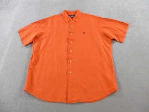 Ralph Lauren Polo Shirt Mens XL Orange Blue Silk Linen Lake Nona Golf Button Up - Picture 1 of 10