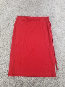 DKNY Womens Wrap Knee Length Skirt Medium Red Viscose Polyester Y2k Vintage - Picture 1 of 11